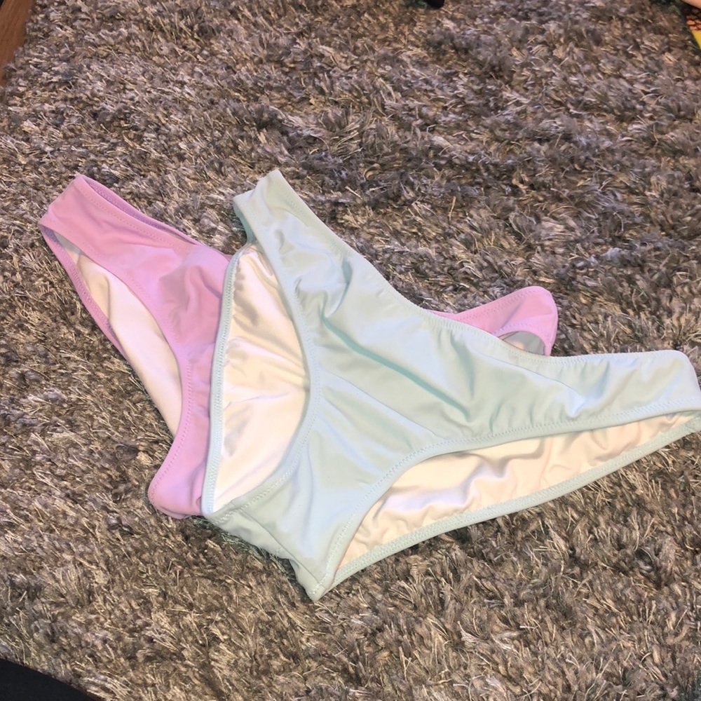 Blue & purple VS pink ruched bikini bottoms size M